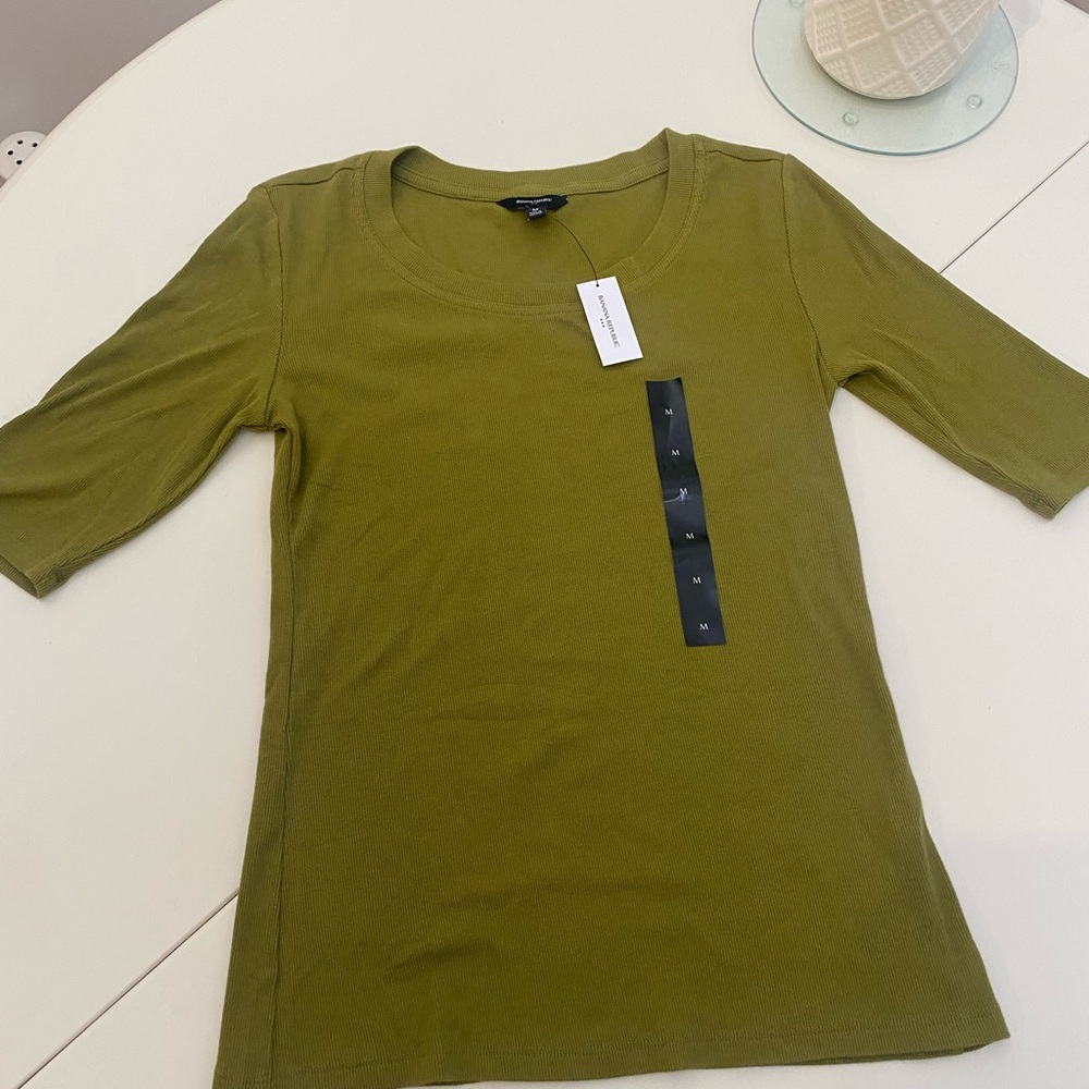 Banana Republic Green Fitted Short Sleeve Tee